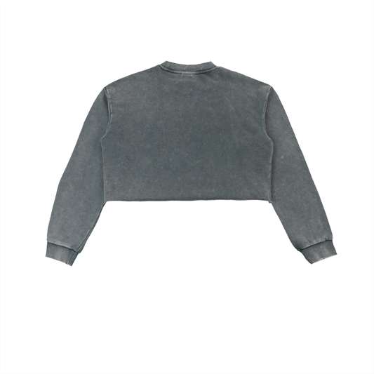 Women's Snow Washed Raw Edge Cropped Sweatshirt (Multiple Colors Available)