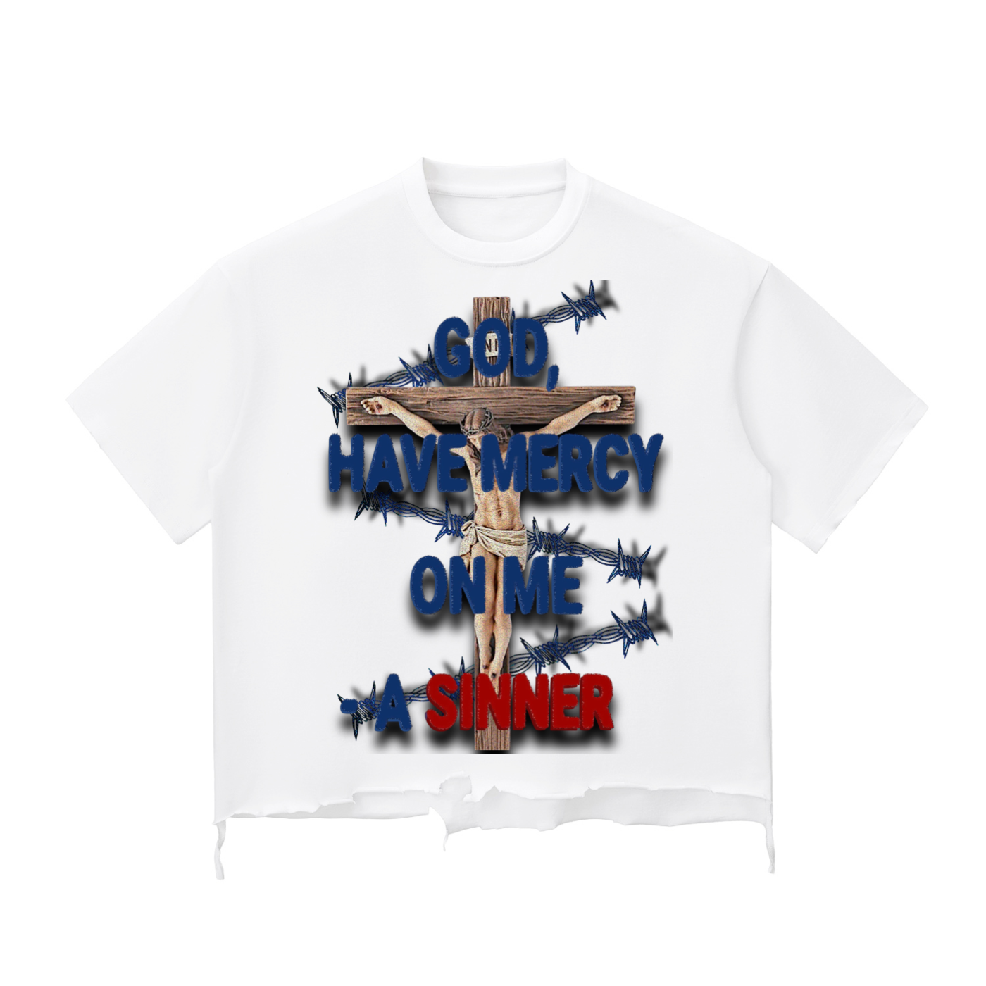 *God Have Mercy On Me*  Raw-Hem Boxy T-shirt